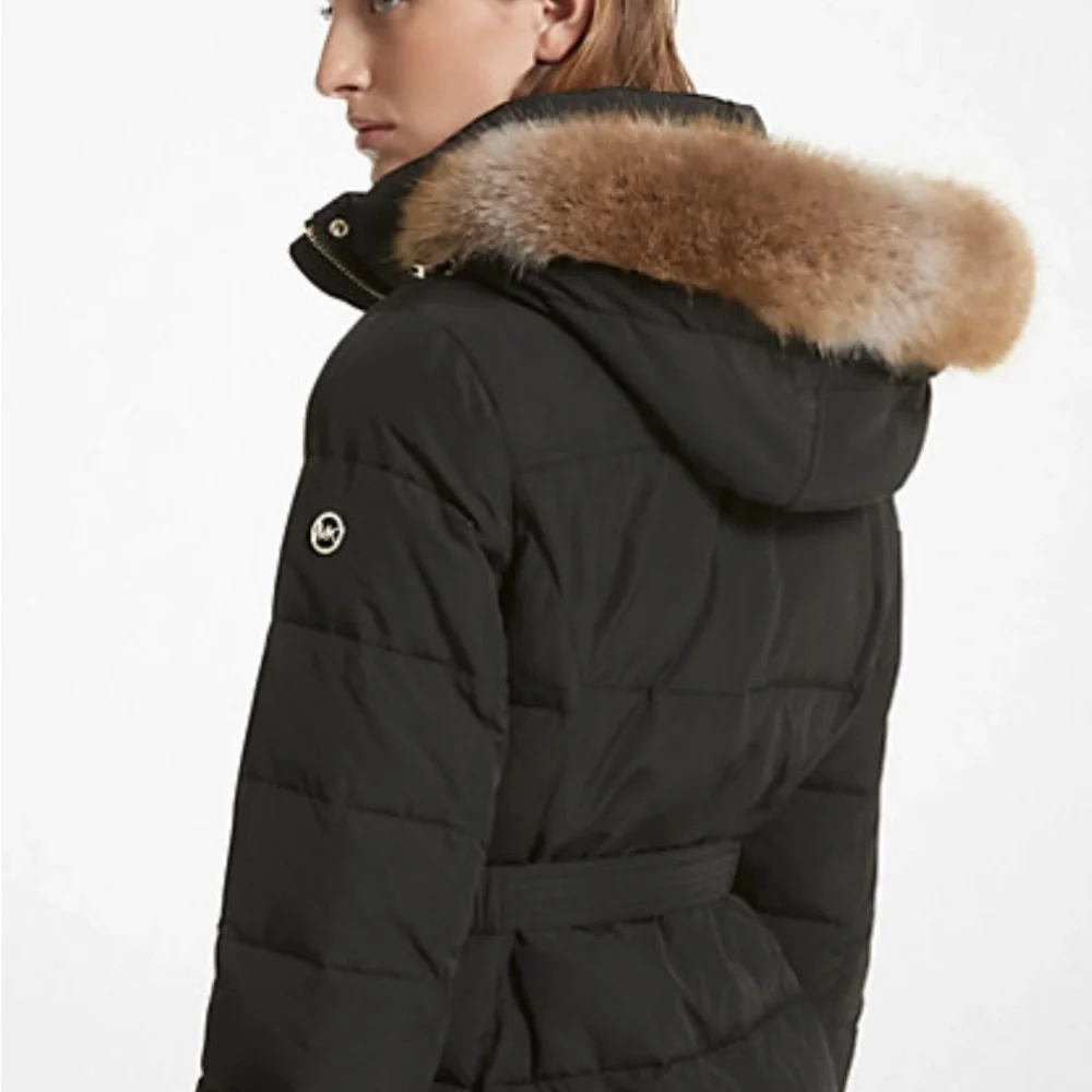 Michael Kors Black Puffer Jacket with Fur Trim - Picture 2 of 10